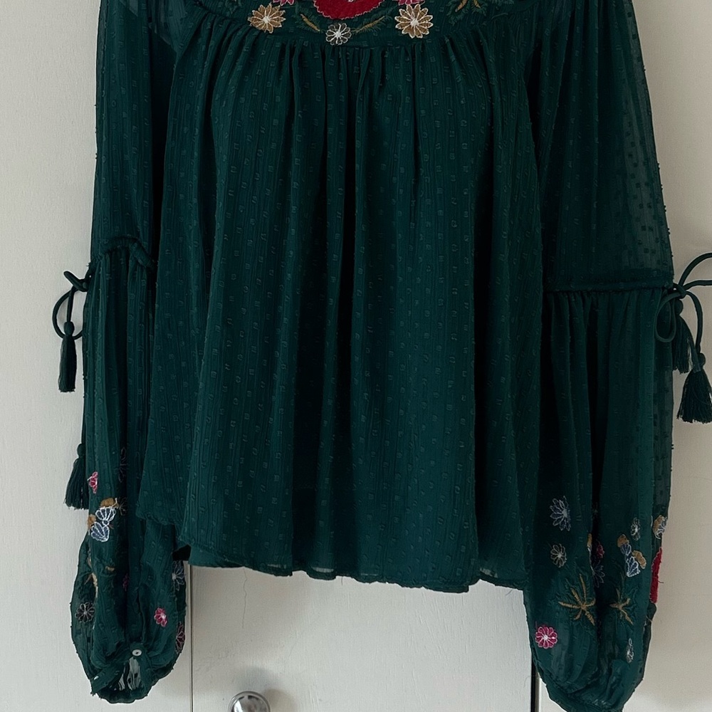 Zara Trafaluc Collection Embroidered mother of pearl button back Blouse XS - Picture 4 of 11